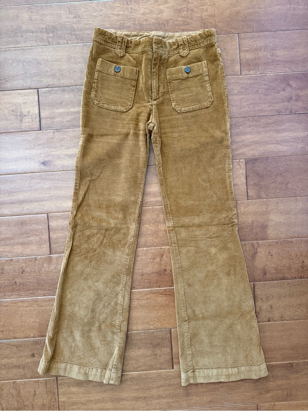 Free People Vintage-Inspired Mustard Corduroy Flared Pants Size 2 Wide Leg
